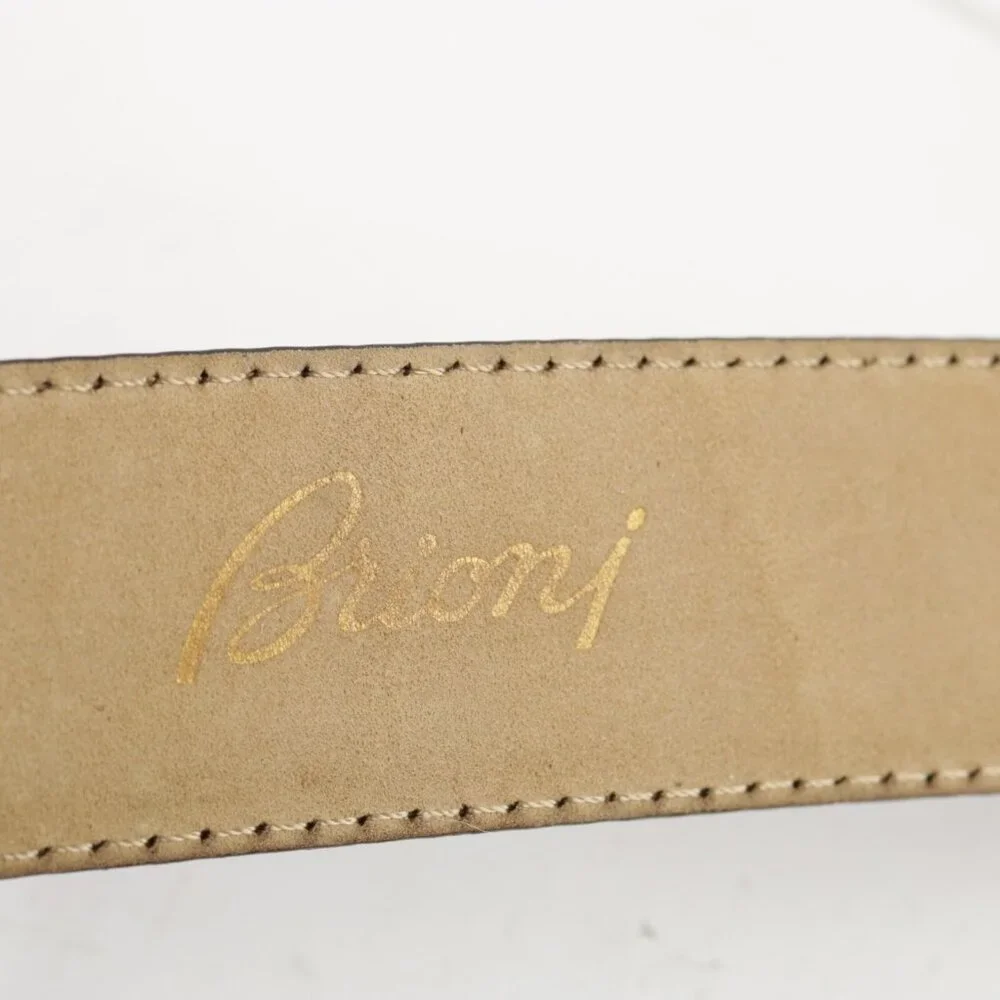 Brioni‎ Mens Belt Size 44 Black Calf Leather Tan Stitching 1 1/4